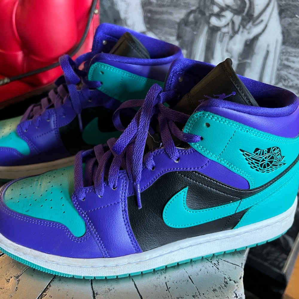 Nike Teal and Purple Women's High-Top Sneakers